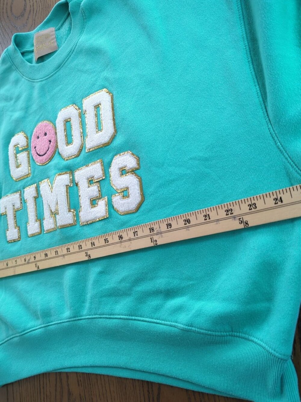Judith March Good Times Sweatshirt Size S Teal GOOD TIMES Made USA - Picture 6 of 11
